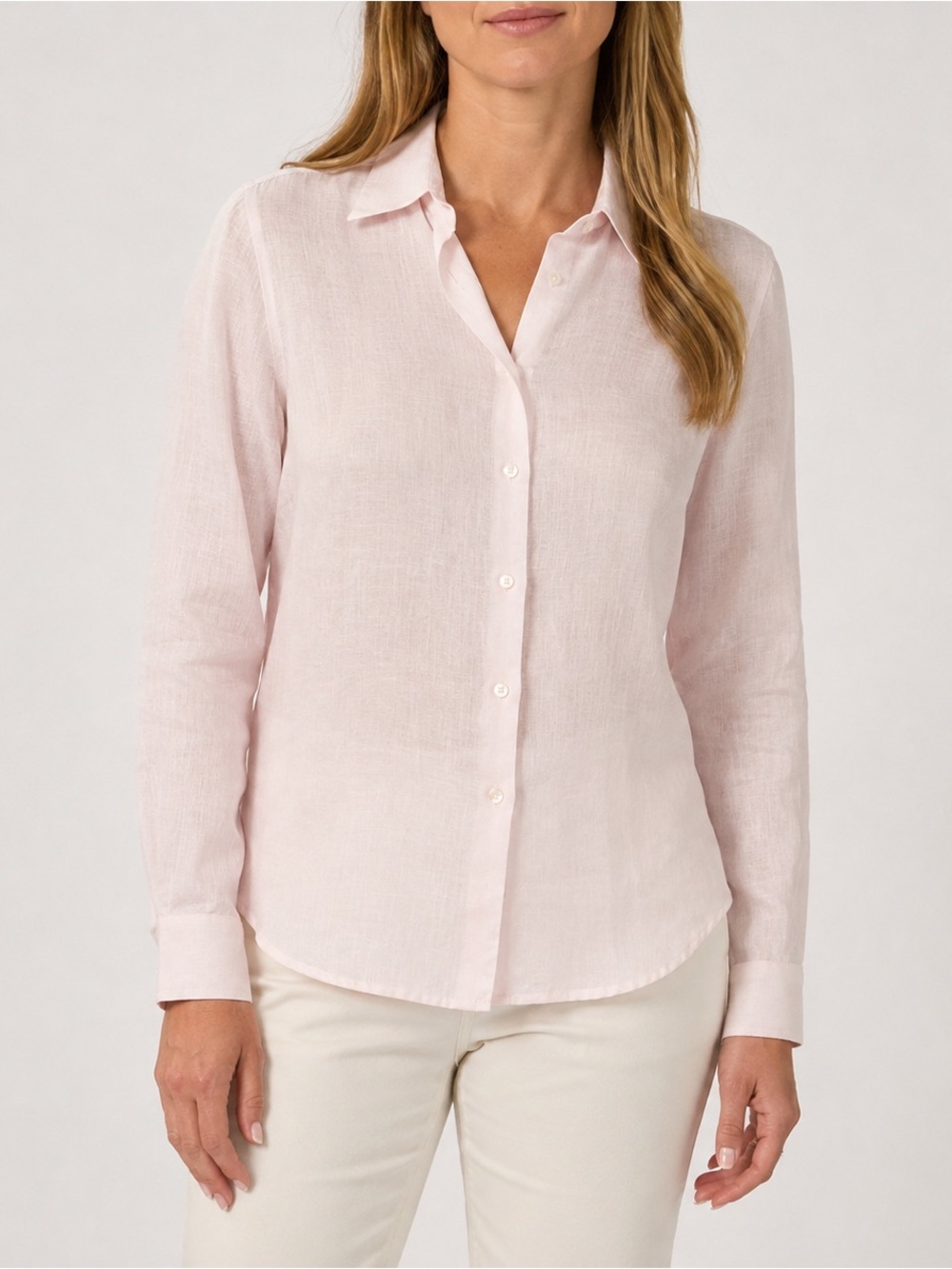 Liz Claiborne Pale Pink Button-Down Linen Shirt